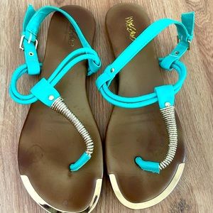 ‼️ 2 FOR $20 ‼️ Turquoise/Gold Sandals